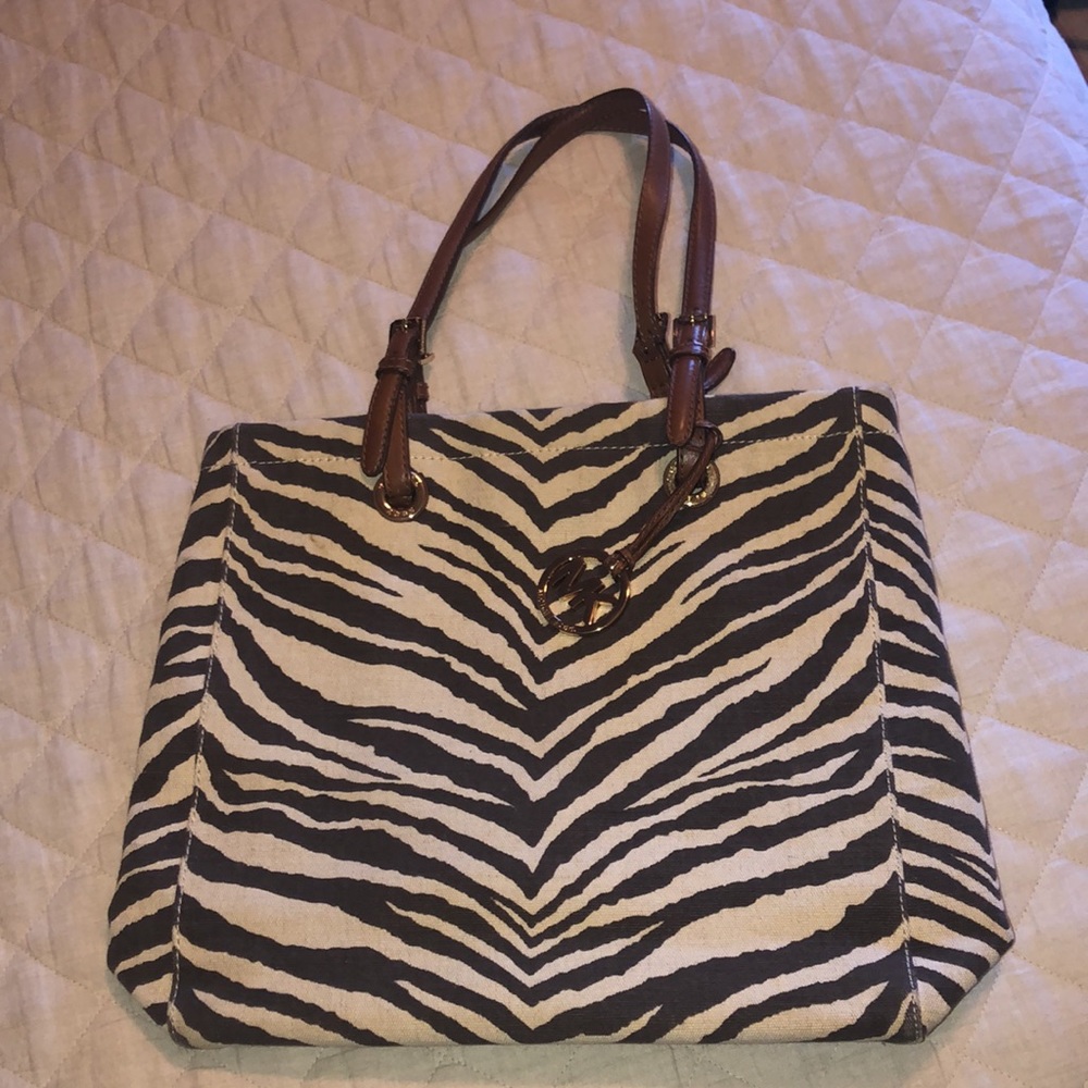 Michael Kors Brown Tiger Canvas Tote